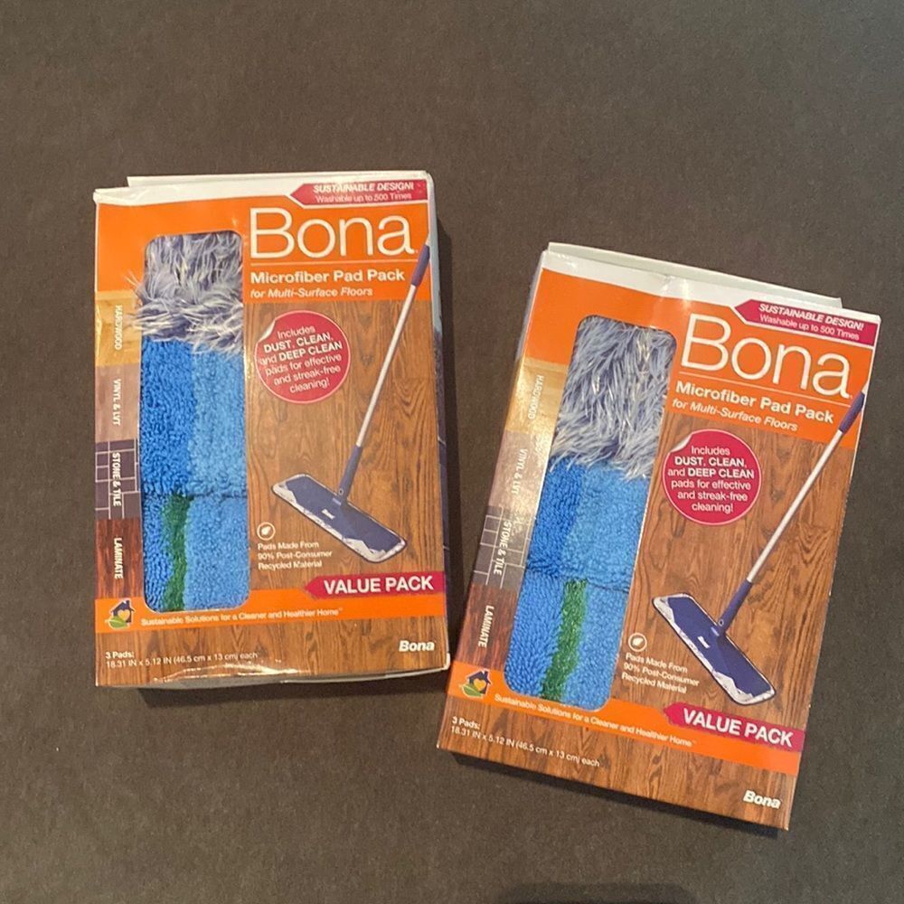 Bona Microfiber Cleaning Pads 3 pack - Deep Clean, Clean & Dust NEW